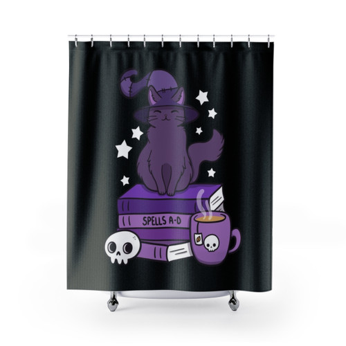 Nikury Feline Familiar 02 Black Shower Curtain