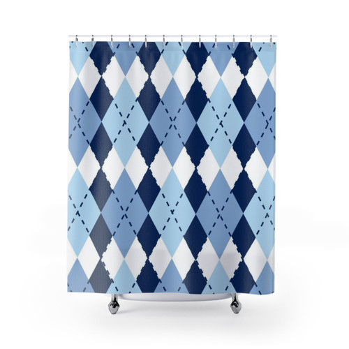 Blue Argyle Shower Curtains