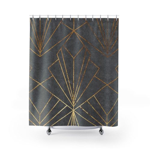 Art Deco Textured Grey Large Scale Shower Curtains