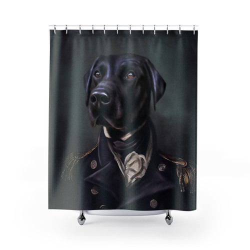Labrador Shower Curtains featuring an Anthropomorphic Dog Portrait