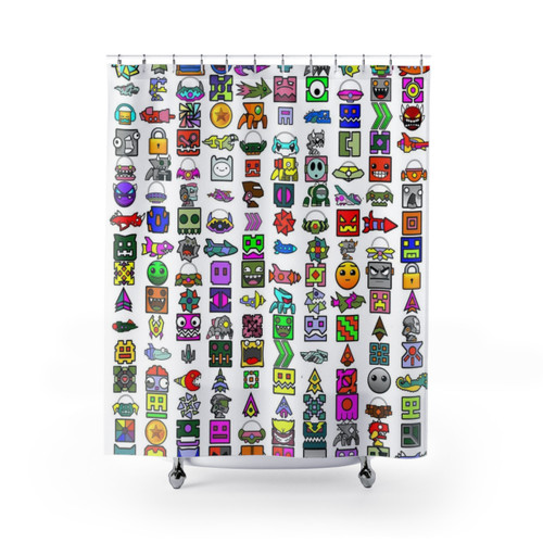 Geometry Dash Themed Shower Curtain