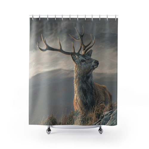 Red Deer Stag Shower Curtains featuring Monarch of the Glen Wildlife Art