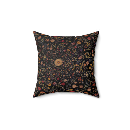 Medieval Flowers Accent Pillow in Black