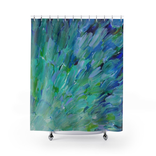 Mermaid Shower Curtain with Sea Scales Ocean Theme