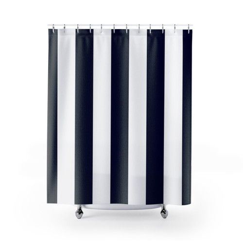 Classic Navy Blue and White Striped Shower Curtains