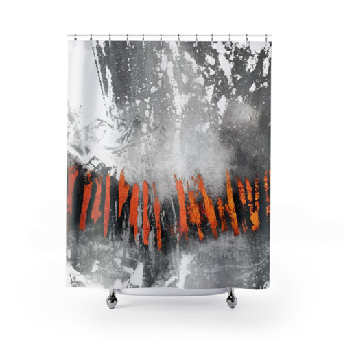 Abstract Orange and Gray Shower Curtains