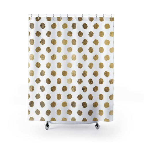 Luxurious gold polka dot shower curtain