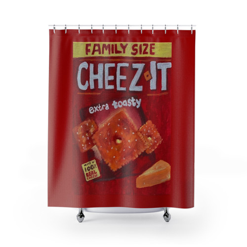 Cheeze-its Themed Shower Curtain with Realistic Cheese Cracker Design