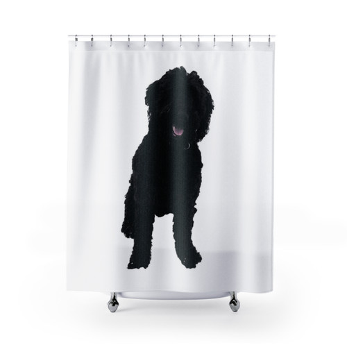 Black Goldendoodle Puppy Shower Curtain