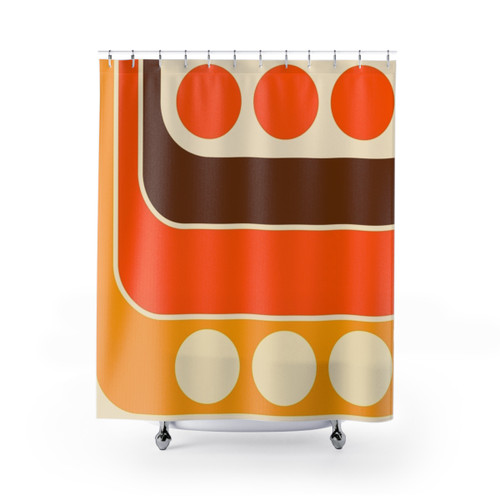 Retro Geometric Design Shower Curtain