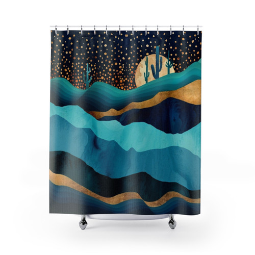 Indigo Desert Night Shower Curtains
