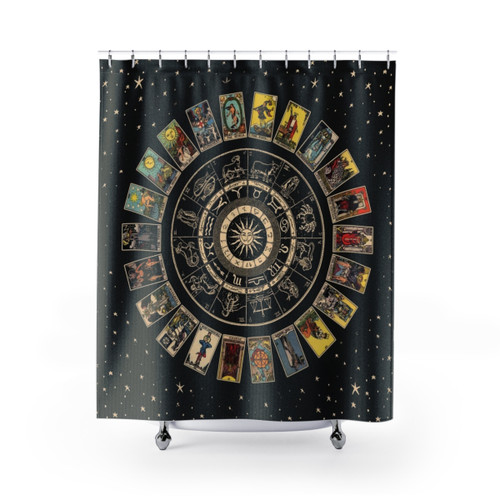 Zodiac and Tarot Themed Shower Curtain