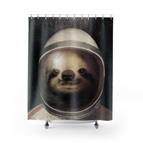 Space Sloth Shower Curtains with Cute Astronaut Sloth Design