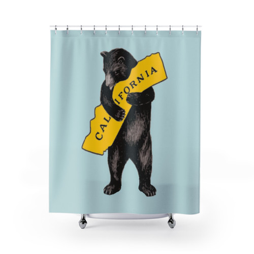 Vintage California Bear Hug Illustration Shower Curtains