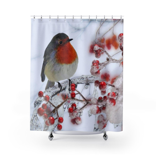 Christmas Robin Red Breast Shower Curtains