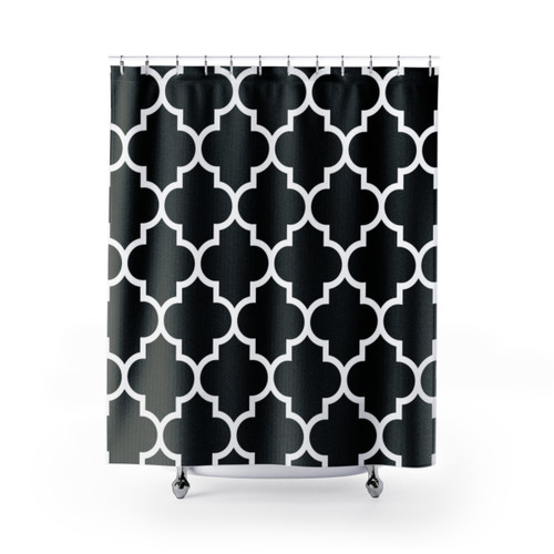 Black and White Quatrefoil Pattern Shower Curtains