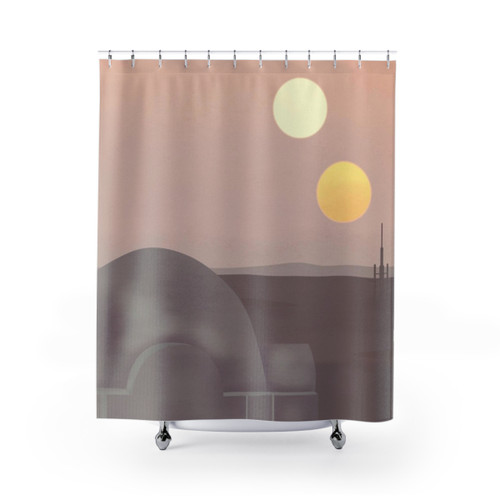 Tatooine Retro Travel Poster Shower Curtains