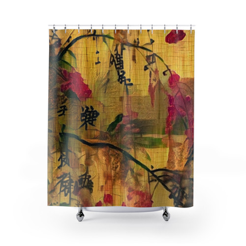 Japanese Style Shower Curtains with Oriental Painting Design