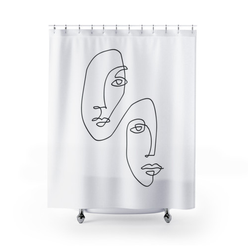 Abstract line art shower curtains