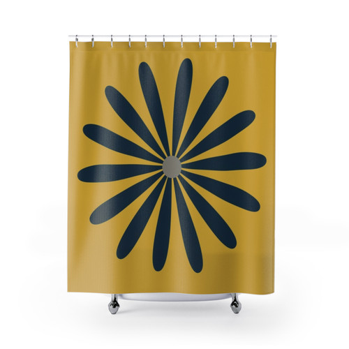 Minimalist Mid-Century Modern Floral Shower Curtain