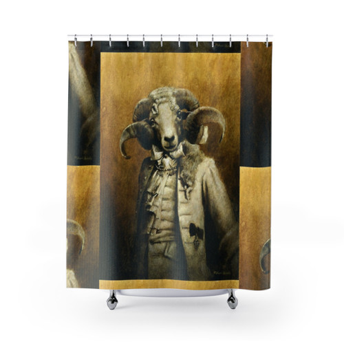 Rococo Ram Shower Curtains - Anthropomorphic Sheep Design