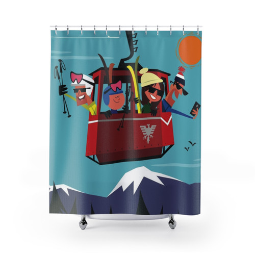 Val d'Isere Ski Poster Shower Curtains
