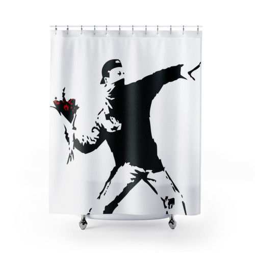 Banksy Flower Thrower Shower Curtain