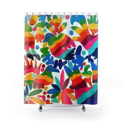 Vibrant Mexican Otomi Shower Curtain