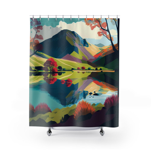 Vibrant Lake District landscape shower curtain