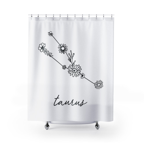 Taurus Zodiac Wildflower Constellation Shower Curtain