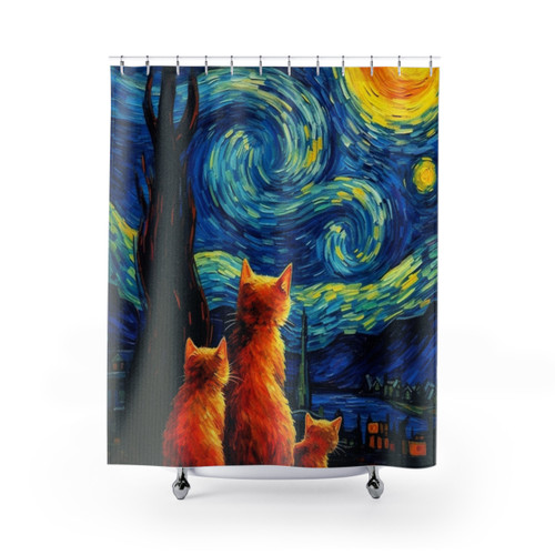 Cat van Gogh Shower Curtains - Artistic Pet Decor