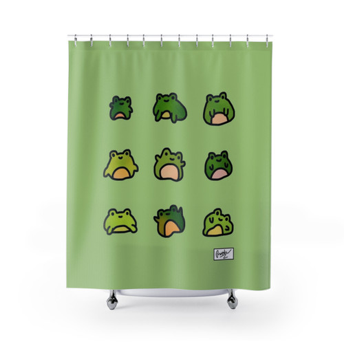 Frog Doodle Shower Curtains - Whimsical Amphibian Design