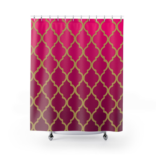 Moroccan Pattern Pink and Gold Shower Curtains