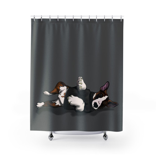 English Bull Terrier Shower Curtain with Playful Breed Design