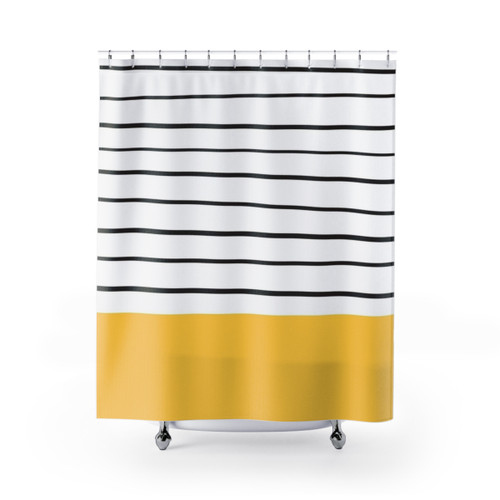 Mustard Yellow Stripes Shower Curtain