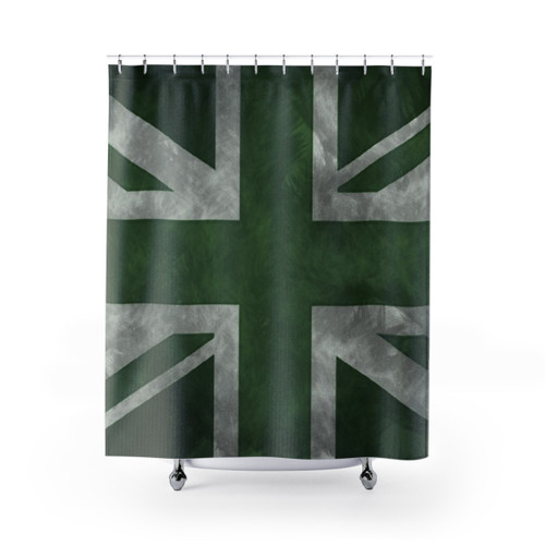 Distressed Green Union Jack Shower Curtain
