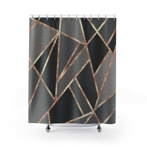Geometric Rose Gold & Gray Shower Curtain