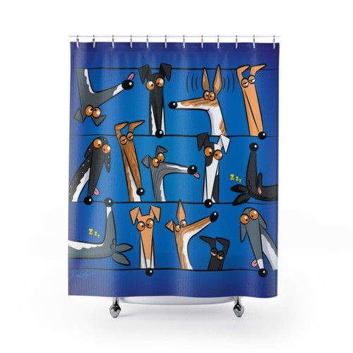 Greyhound Shower Curtains with Assorted Designs by Rich Skipworth
