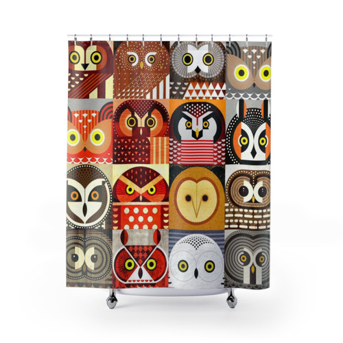 Vibrant North American Owls Shower Curtain