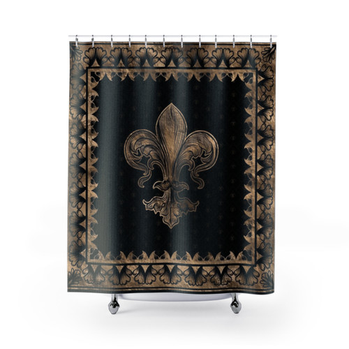 Fleur-de-Lis Black and Gold Shower Curtains