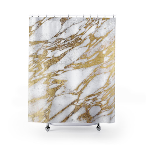 Elegant white and gold marble pattern shower curtains