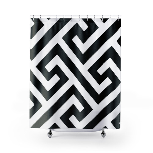 Maze Print Shower Curtains - Geometric Monochrome Design by Utopia