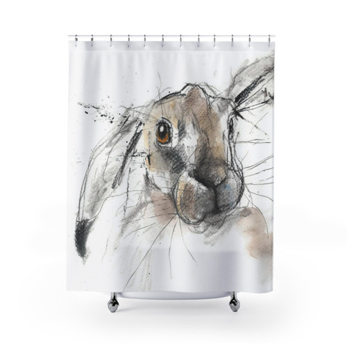 Charcoal Hare Shower Curtain