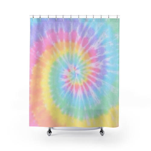 Vibrant Rainbow Tie-Dye Shower Curtain