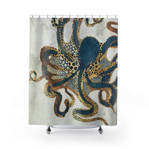 Underwater Dream VI Shower Curtains featuring an octopus design