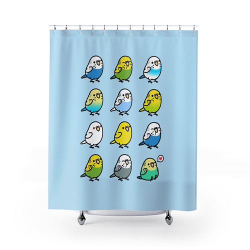 Chubby Budgie Shower Curtain with Adorable Bird Designs