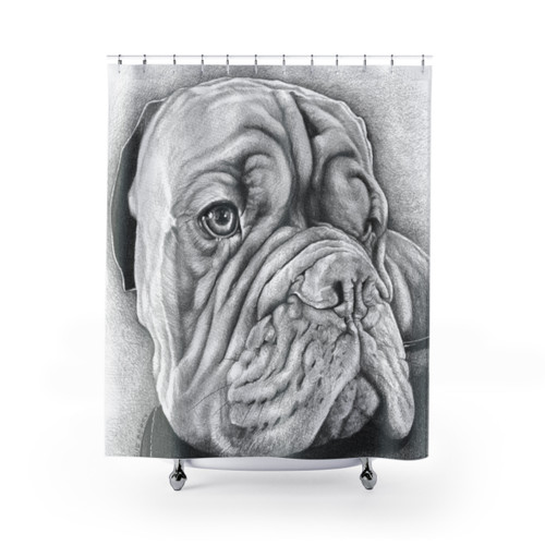 Dogue de Bordeaux Shower Curtains - Realistic Dog Design