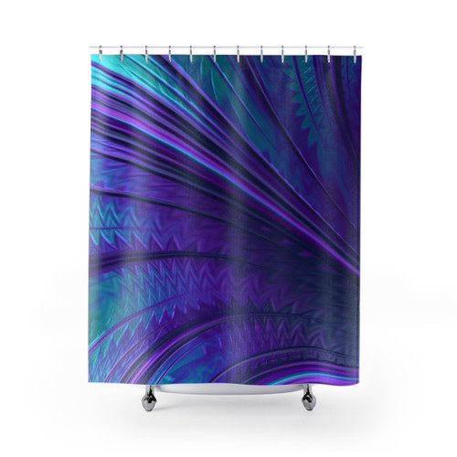 Abstract blue and purple shower curtains