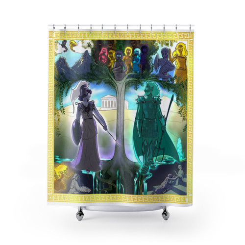 Athena's Tapestry Shower Curtains - Greek Mythology Inspired Home Decor