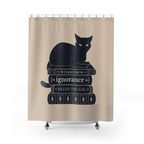 Dark Academia Ignorance Killed the Cat Shower Curtains